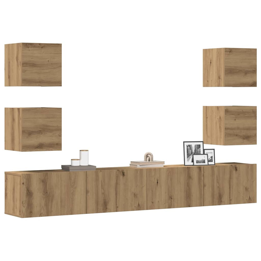 6-Piece Wall TV Cabinet Set Artisan Oak