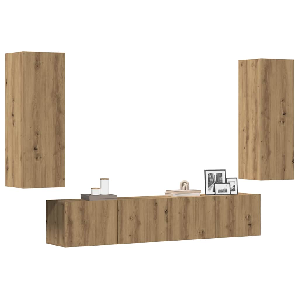 4-piece wall-mounted TV cabinet set