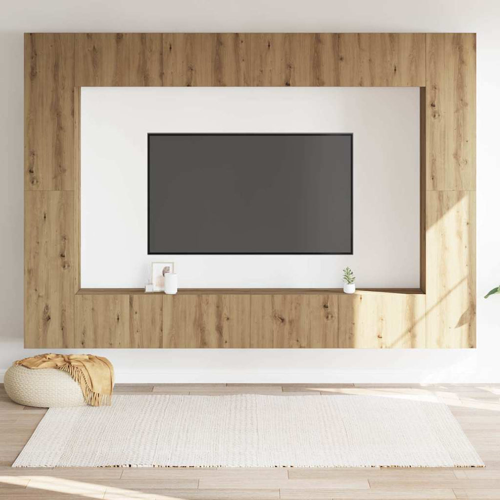 8 daļu sienas TV skapīšu komplekts ozola krāsā