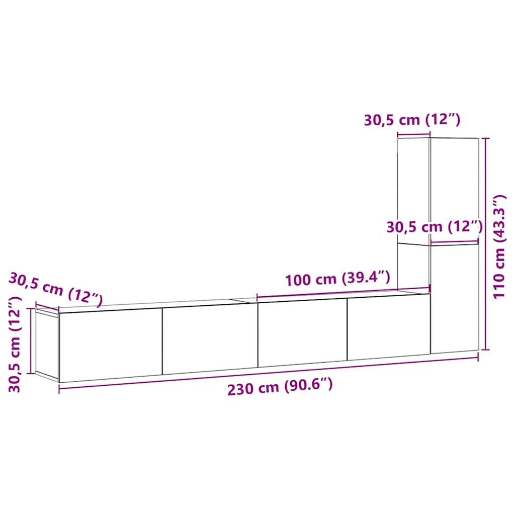 Wall-mounted TV cabinet set, 3-piece