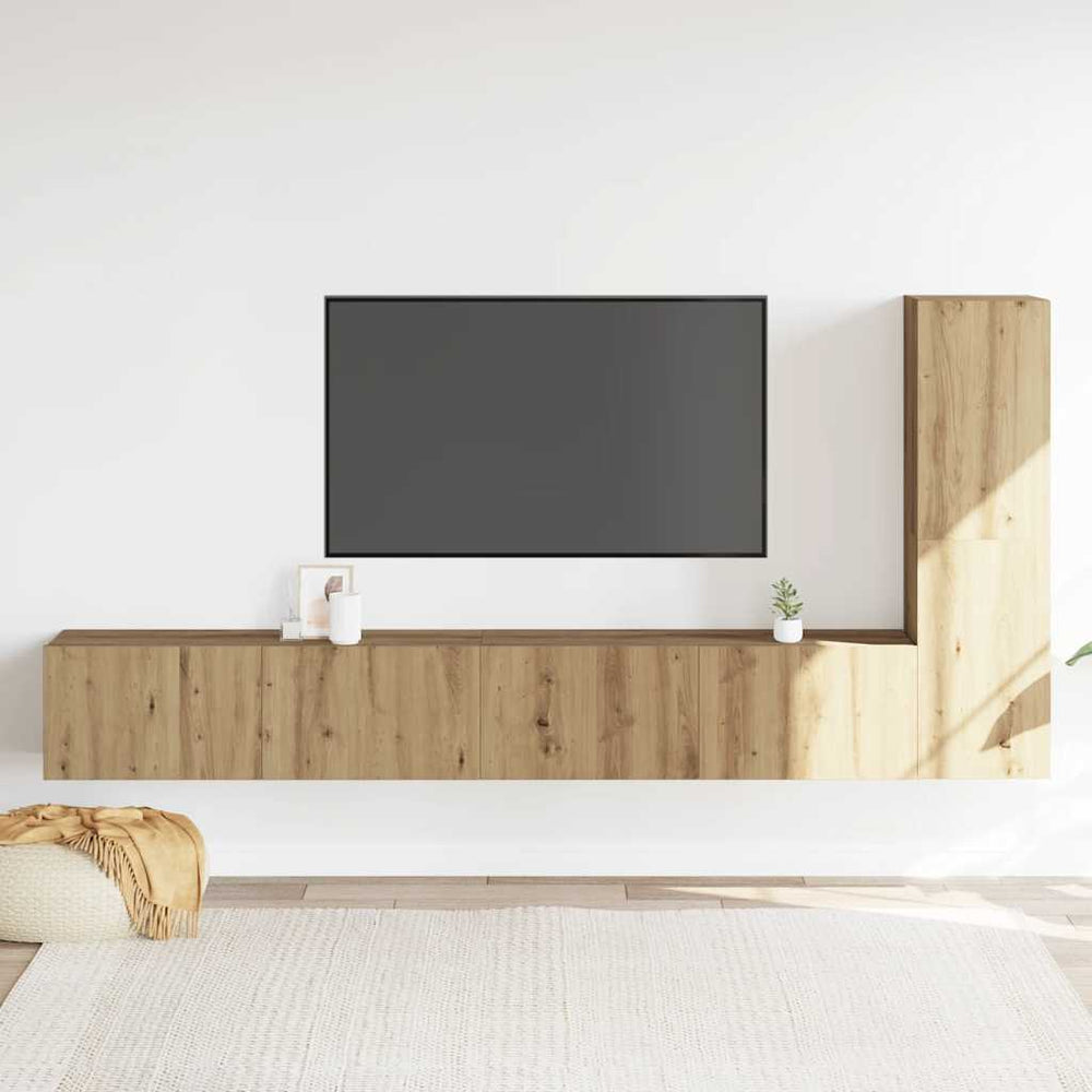 3 dalių sieninis televizoriaus spintelės komplektas Artisan Oak