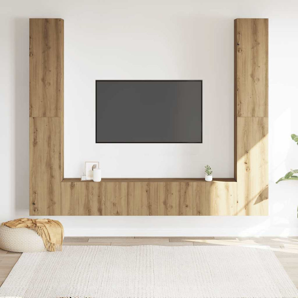 6 dalių sieninis televizoriaus spintelės komplektas Artisan Oak