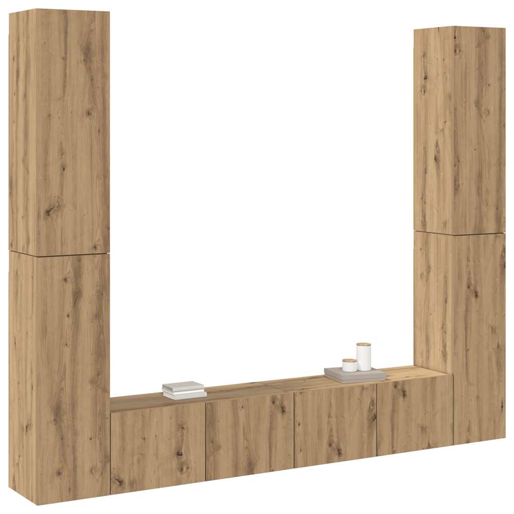 6 dalių sieninis televizoriaus spintelės komplektas Artisan Oak