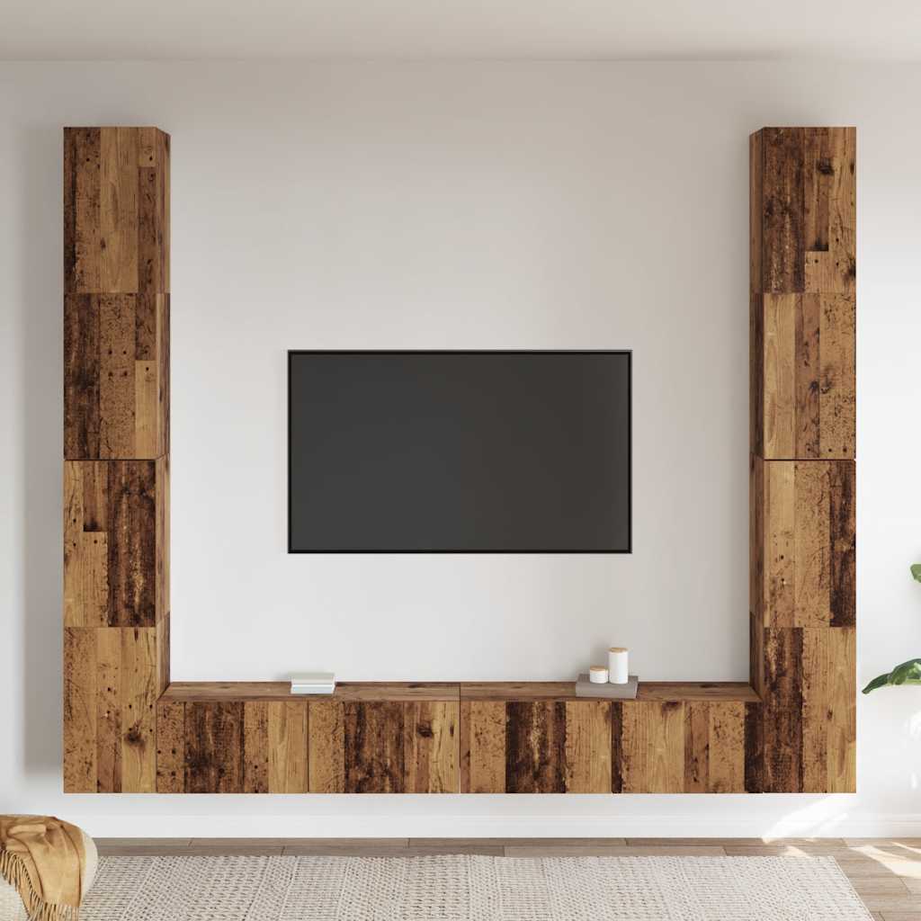 Wall-mounted TV cabinet set, 6-piece