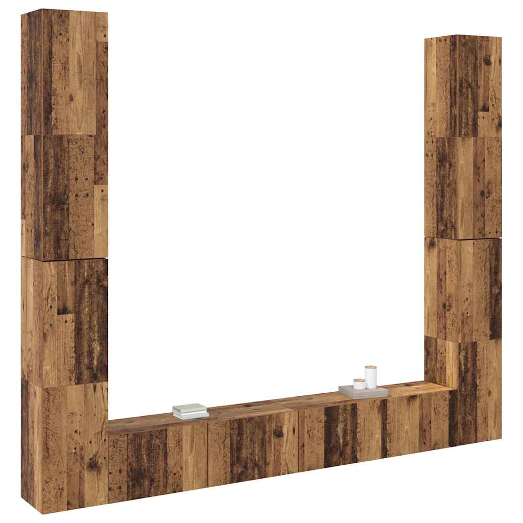 Wall-mounted TV cabinet set, 6-piece