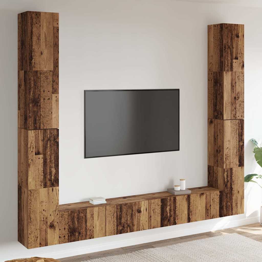Wall-mounted TV cabinet set, 6-piece