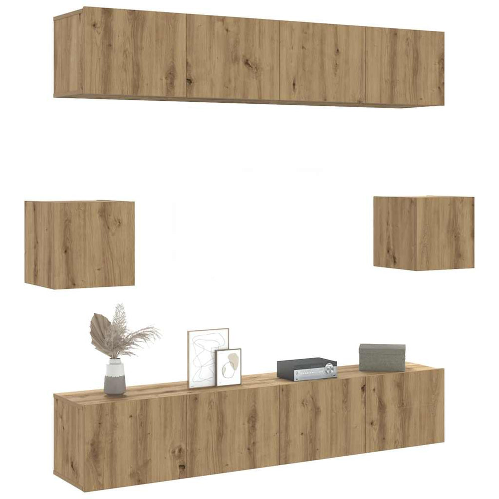 6-Piece Wall TV Cabinet Set Artisan Oak