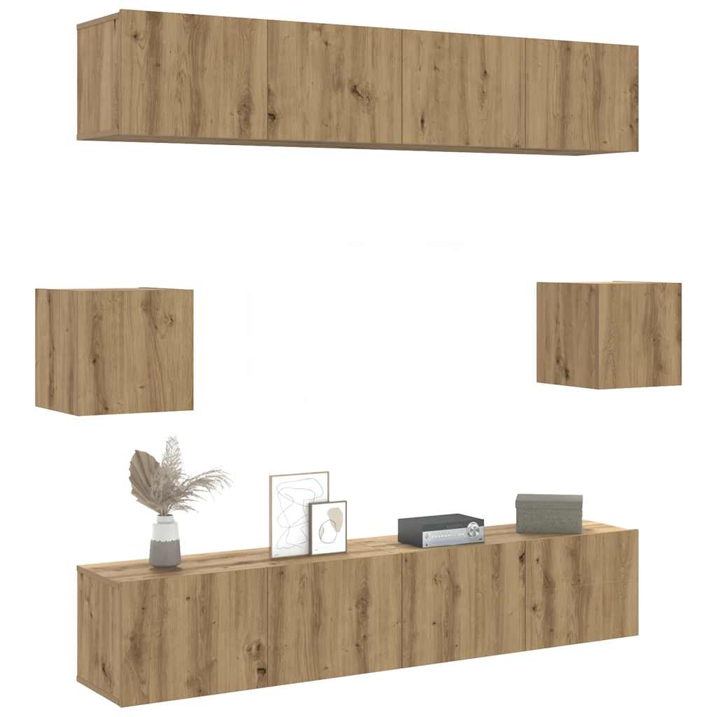 6 daļu sienas televizora skapja komplekts "Artisan Oak"