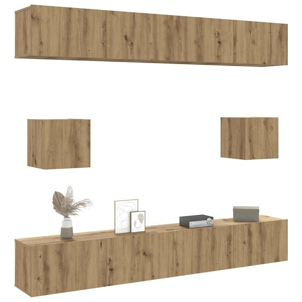 6-Piece Wall TV Cabinet Set Artisan Oak