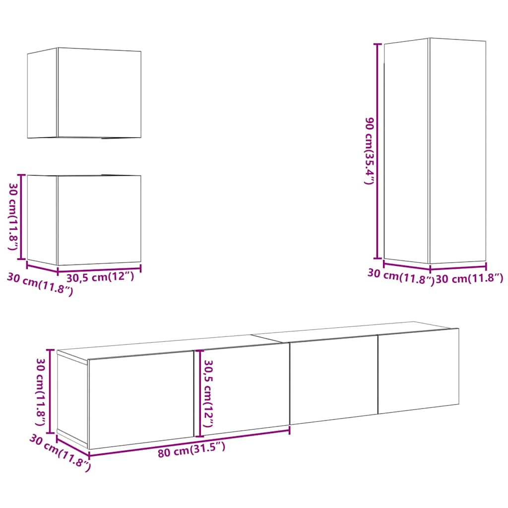 5-piece TV cabinet set Artisan Oak