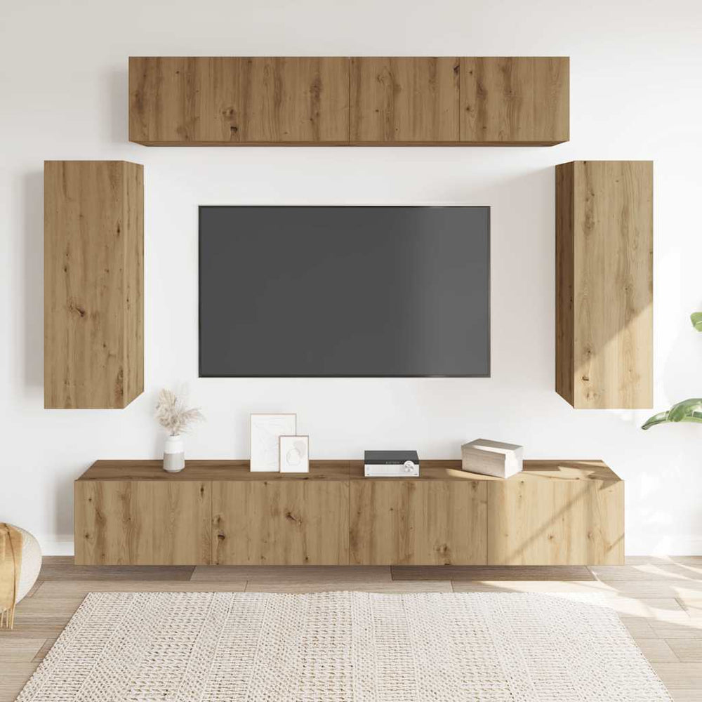 6 dalių sieninis televizoriaus spintelės komplektas Artisan Oak