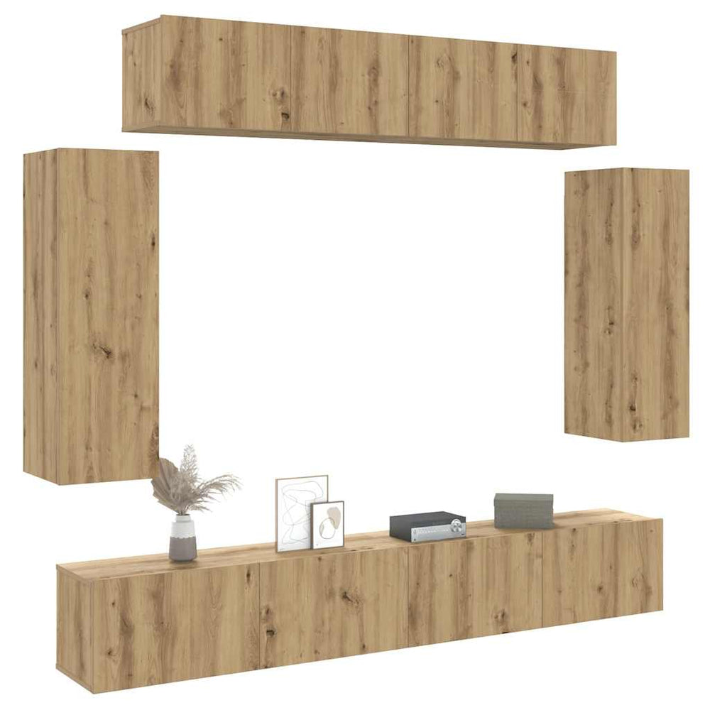 6 dalių sieninis televizoriaus spintelės komplektas Artisan Oak
