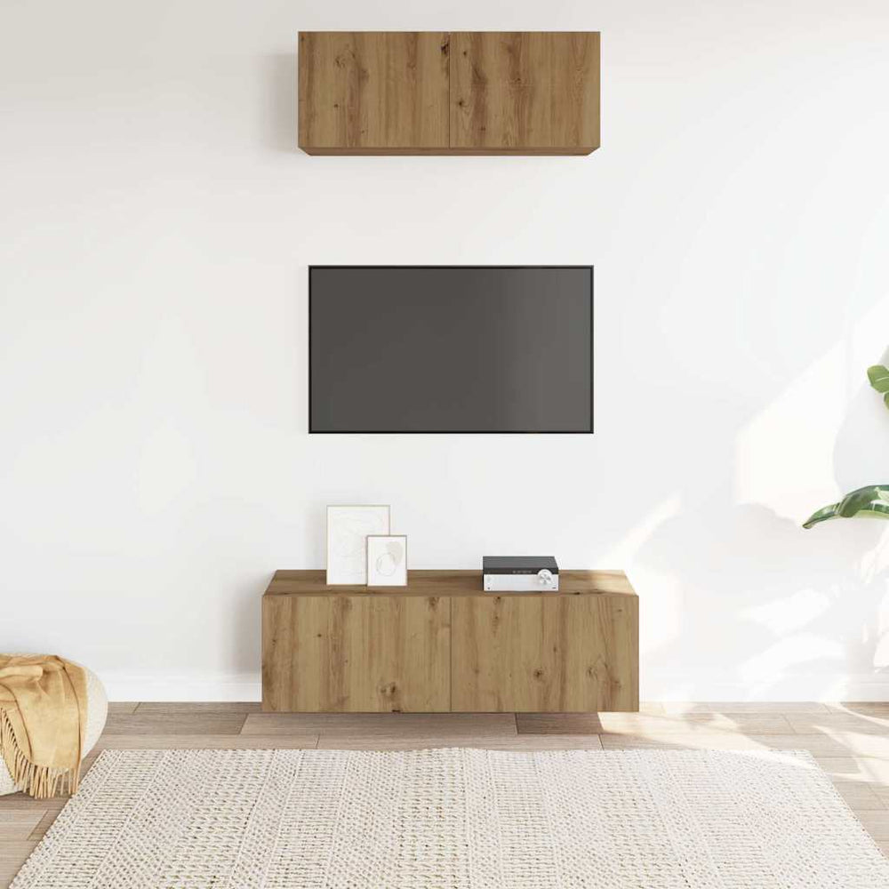 2 dalių sieninis televizoriaus spintelės komplektas Artisan Oak