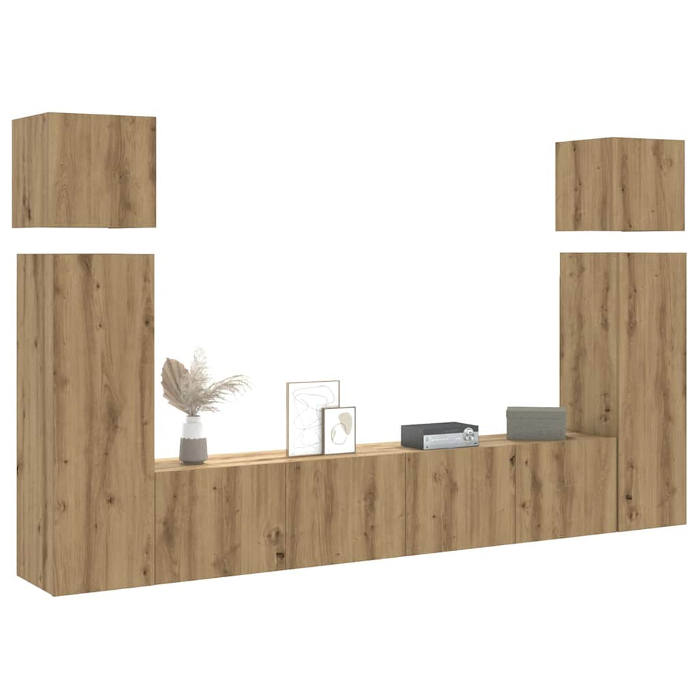 8 dalių sieninis televizoriaus spintelės komplektas Artisan Oak