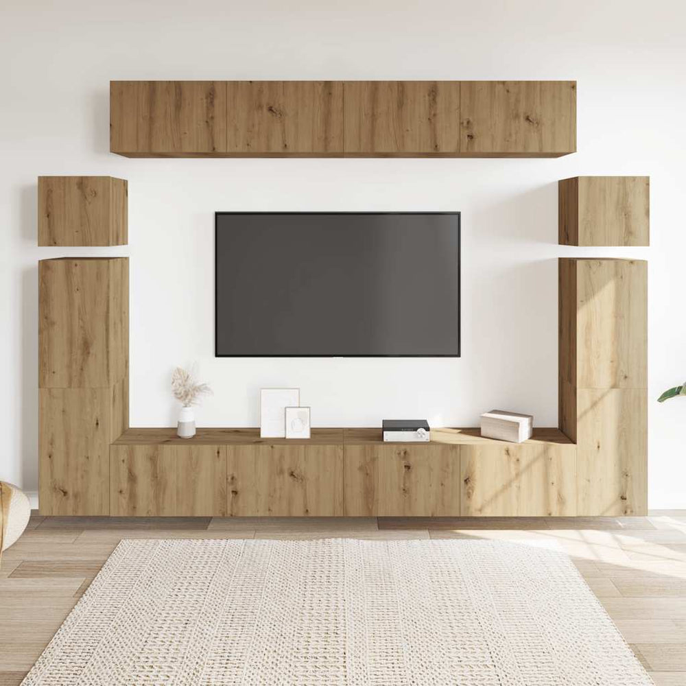 8 dalių sieninis televizoriaus spintelės komplektas Artisan Oak