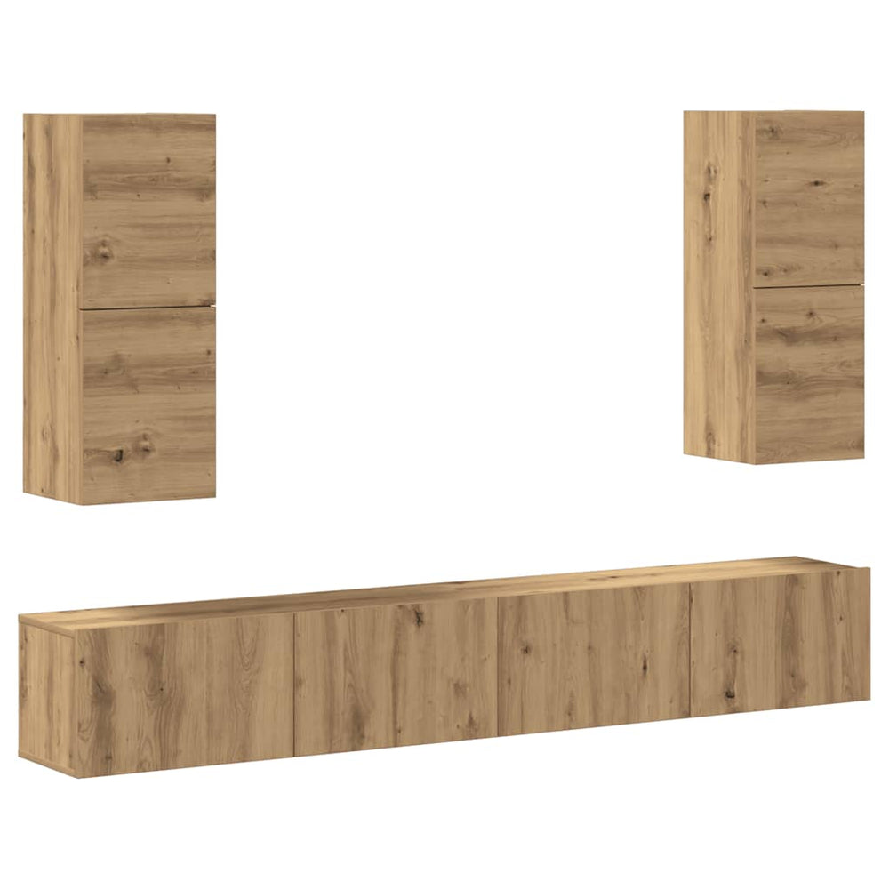 4 dalių sieninis televizoriaus spintelės komplektas Artisan Oak