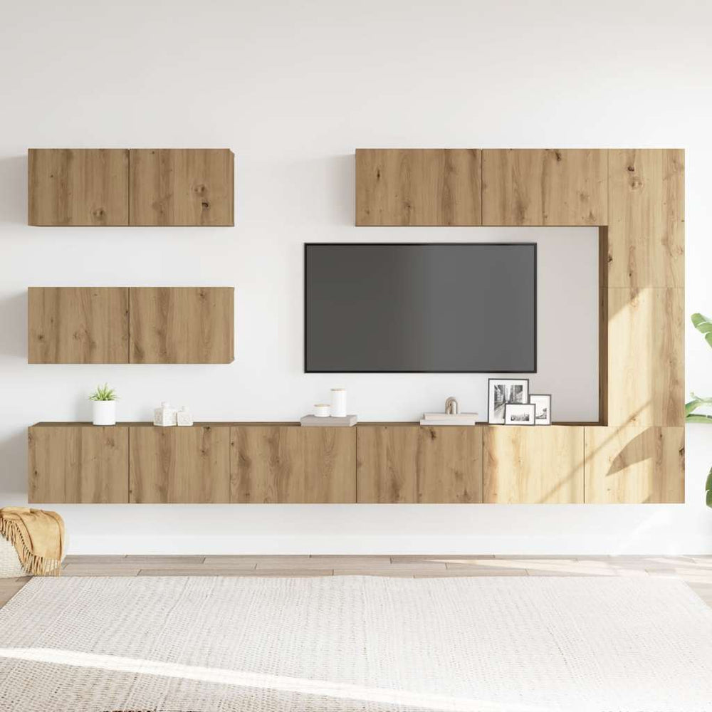 7 dalių sieninis televizoriaus spintelės komplektas Artisan Oak