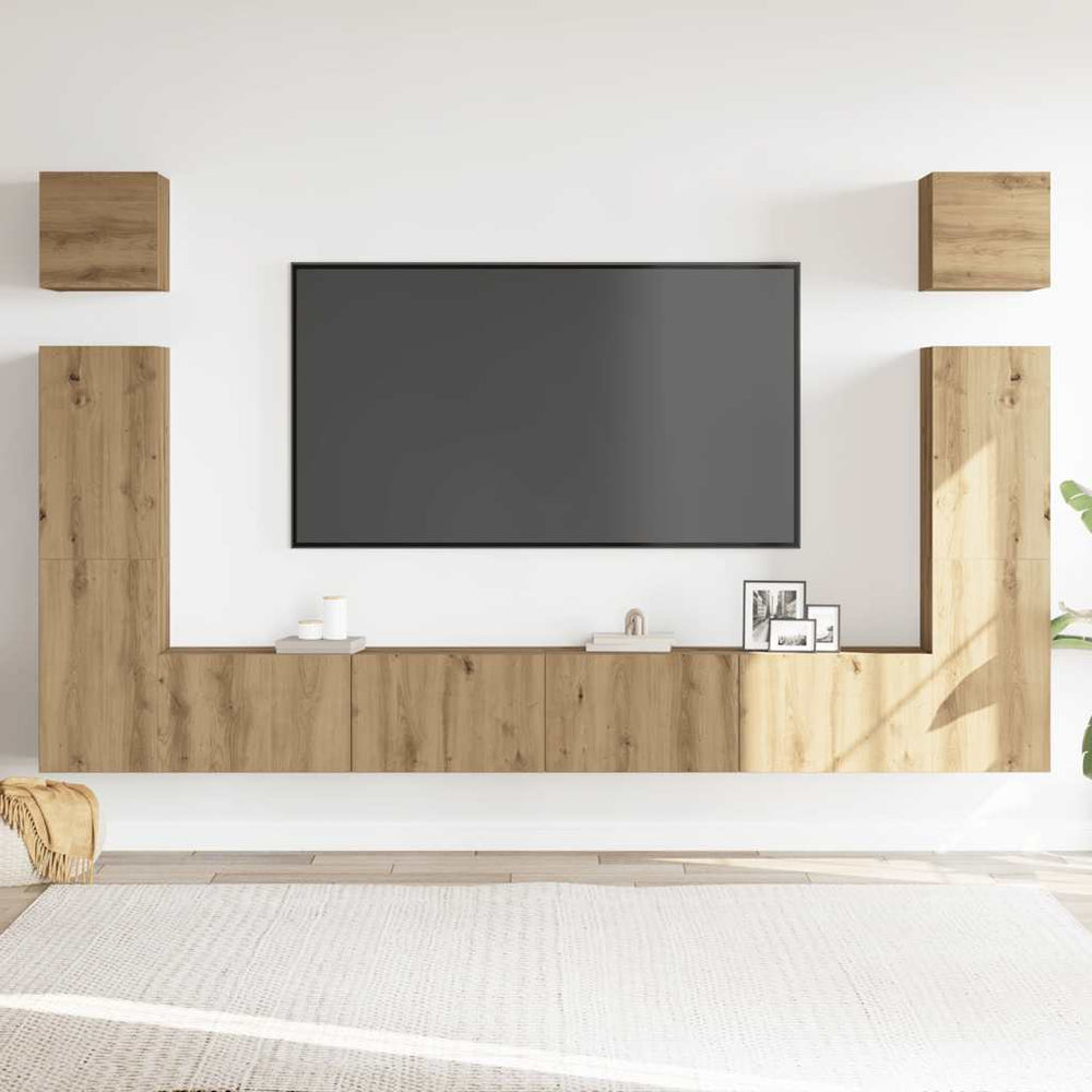 6 dalių sieninis televizoriaus spintelės komplektas Artisan Oak