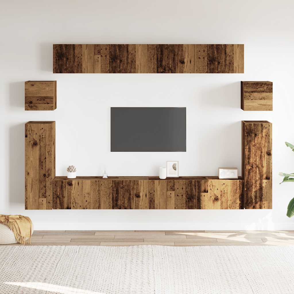 8-piece wall-mounted TV cabinet set