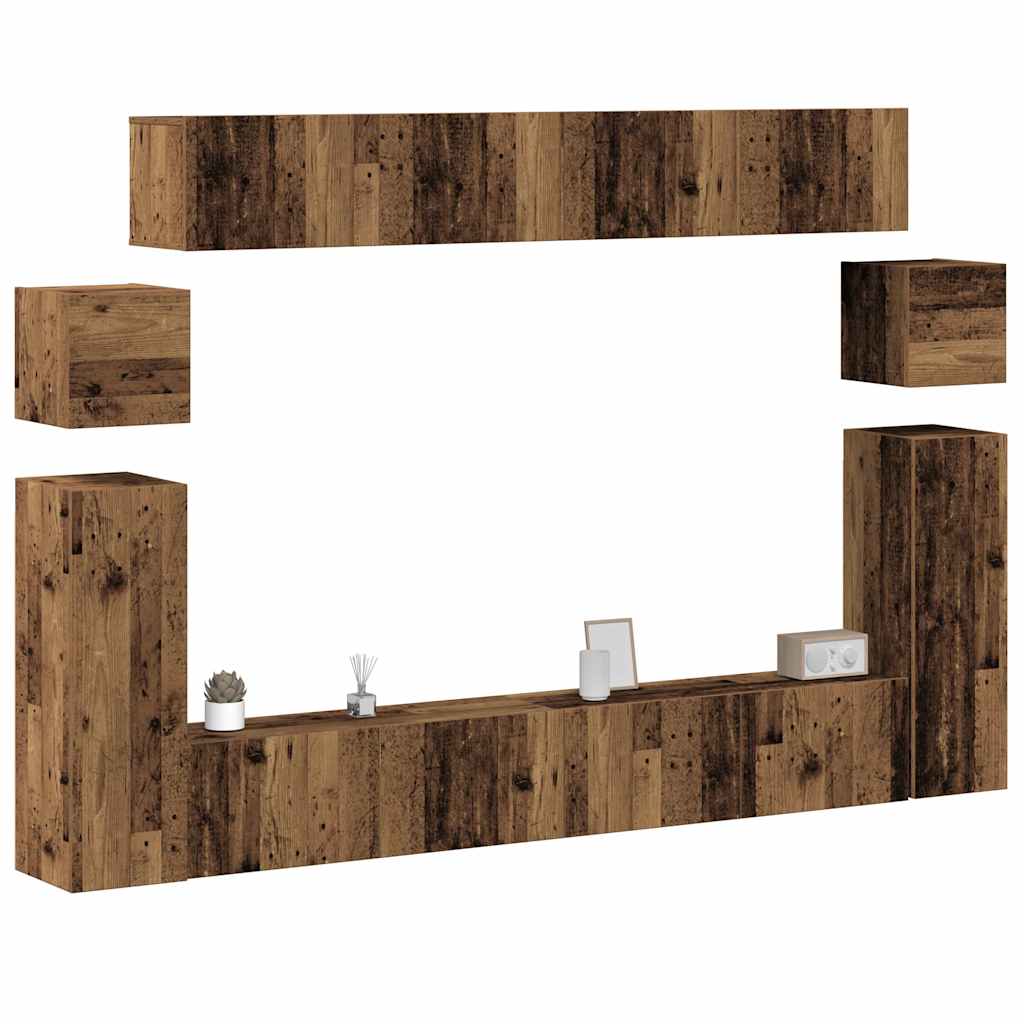 8-piece wall-mounted TV cabinet set