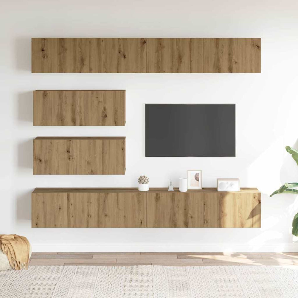 6 dalių sieninis televizoriaus spintelės komplektas Artisan Oak