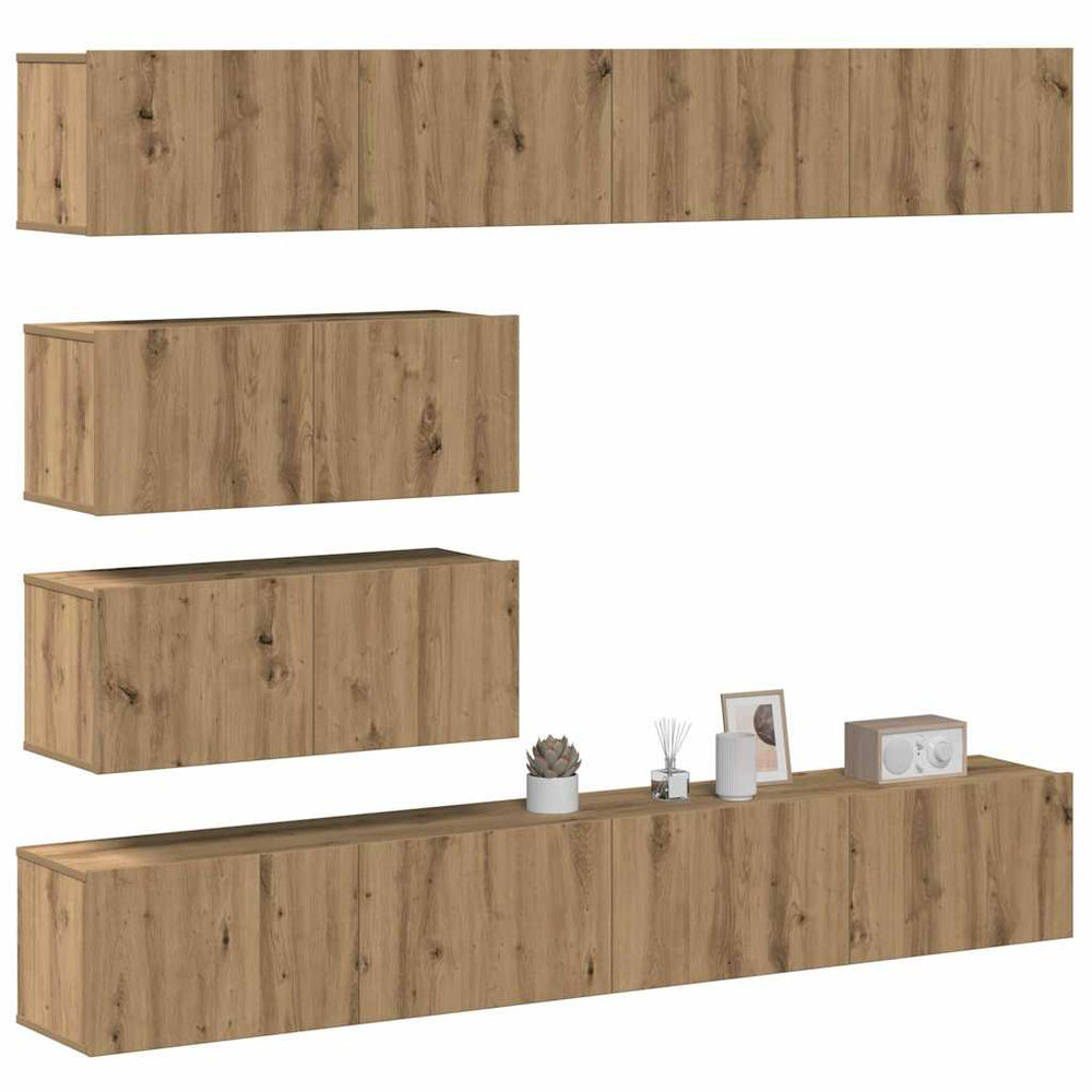 6 dalių sieninis televizoriaus spintelės komplektas Artisan Oak