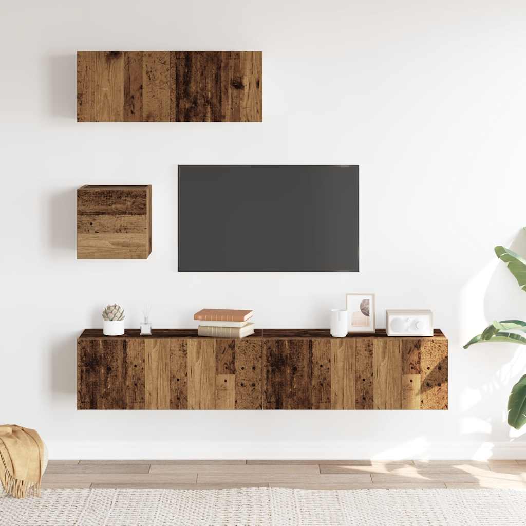 Wall-mounted TV cabinet set, 4-piece