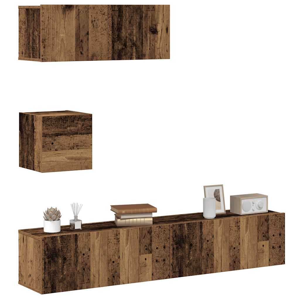 Wall-mounted TV cabinet set, 4-piece