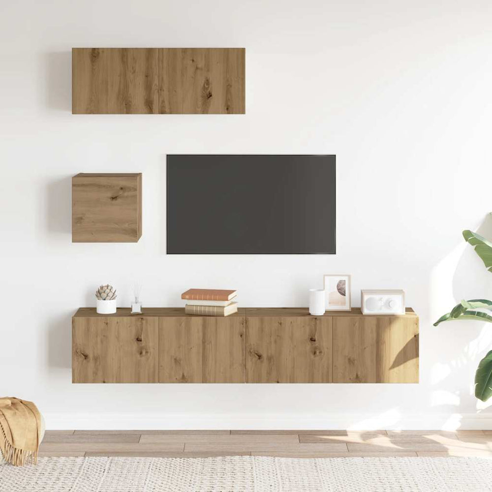 4 daļu sienas televizora skapja komplekts Ozols Artisans