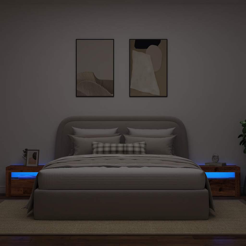 Bedside tables 2 pcs with LEDs Old Wood