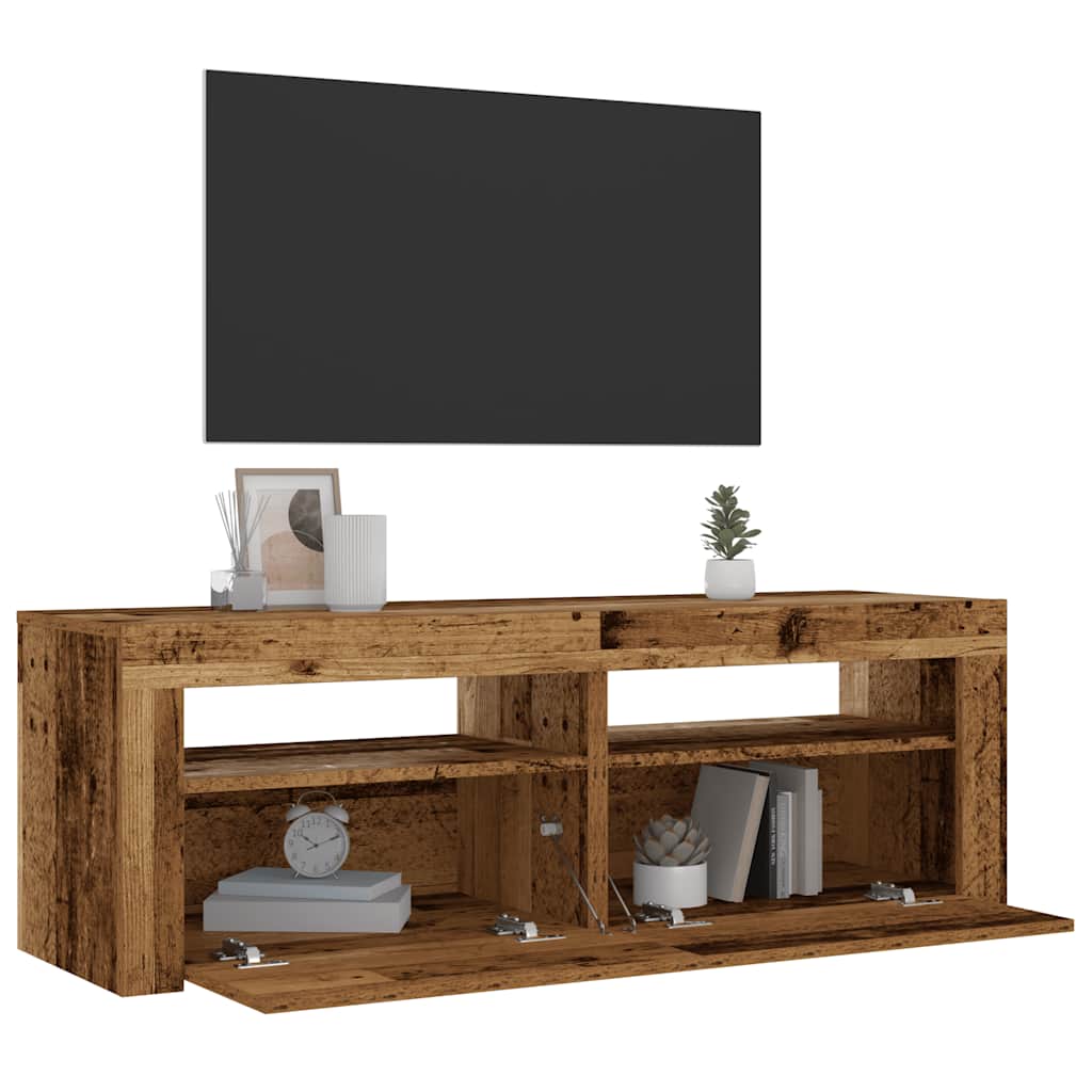 Bedside tables 2 pcs with LEDs Old Wood