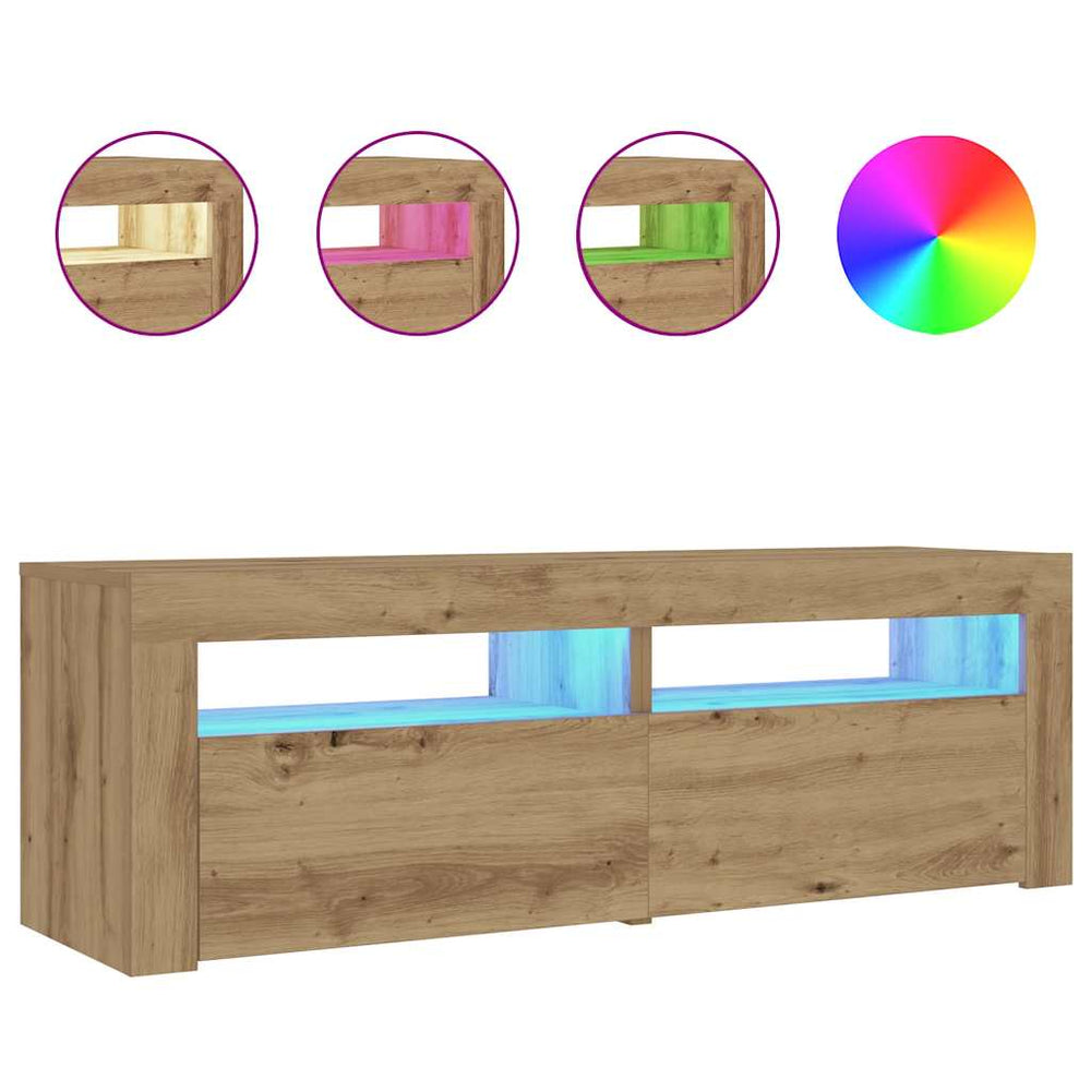 Spintelės prie lovos 2 vnt su šviesos diodais Artisan Oak