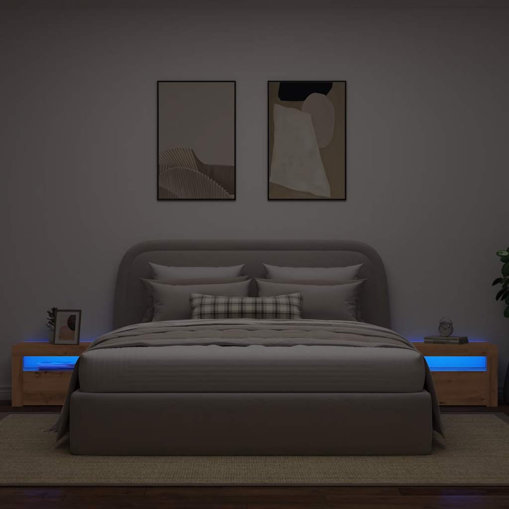 Bedside Cabinets 2 pcs with LEDs Artisan Oak