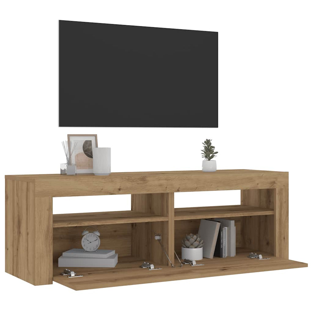 Spintelės prie lovos 2 vnt su šviesos diodais Artisan Oak