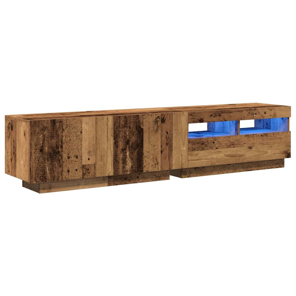TV spintelė su LED lemputėmis, senovinė mediena, 180x35x40cm, inžinerinė mediena