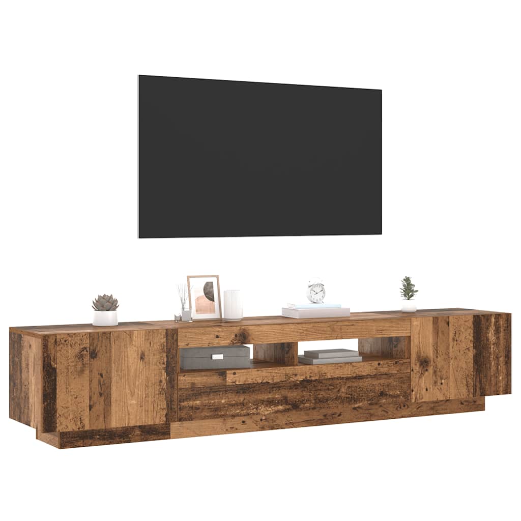 TV spintelė su LED lemputėmis, senovinė mediena, 200x35x40cm, inžinerinė mediena