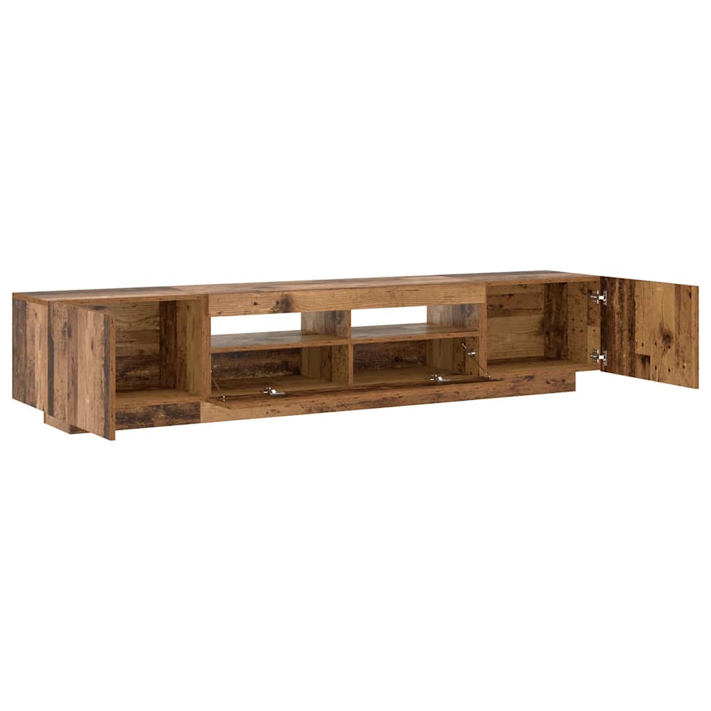 TV spintelė su LED lemputėmis, senovinė mediena, 200x35x40cm, inžinerinė mediena