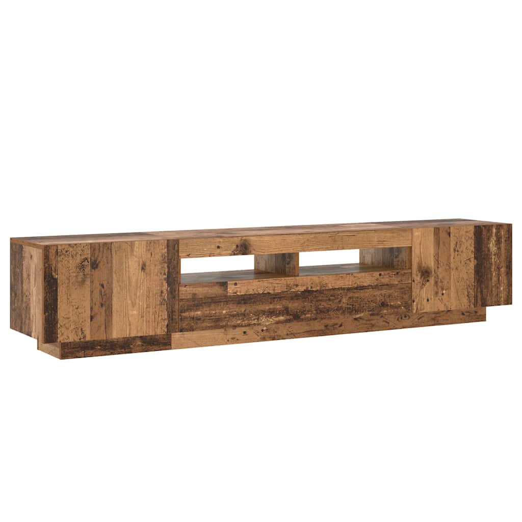 TV spintelė su LED lemputėmis, senovinė mediena, 200x35x40cm, inžinerinė mediena