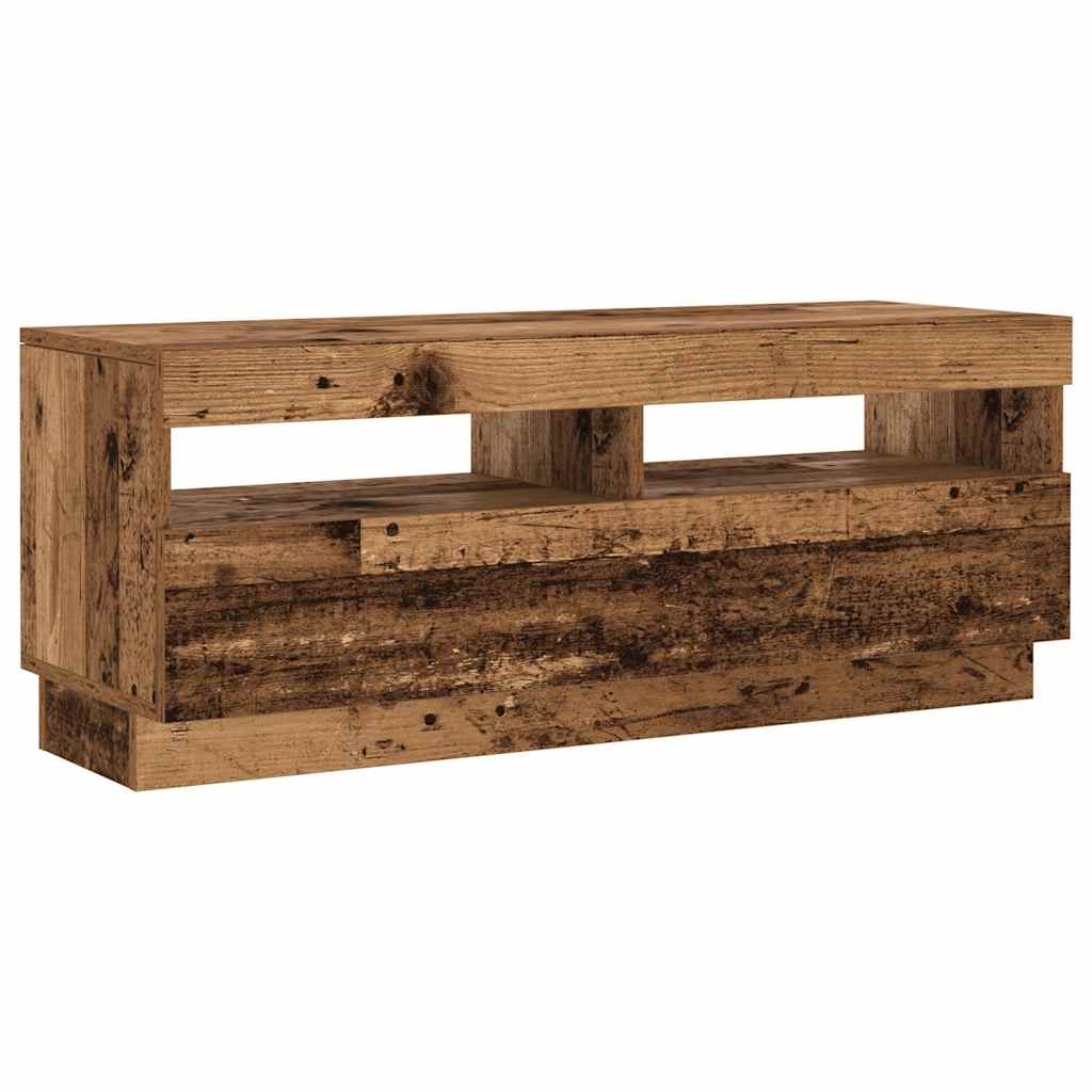 TV spintelė su LED lemputėmis, senovinė mediena, 200x35x40cm, inžinerinė mediena