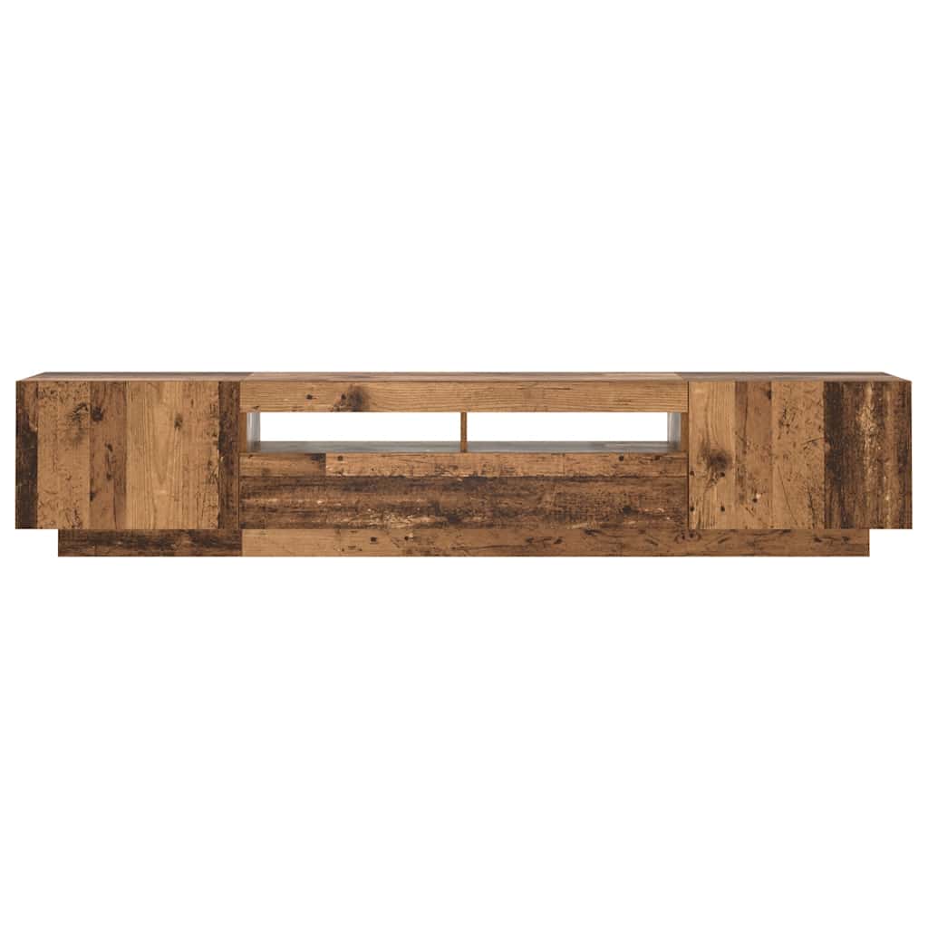 TV spintelė su LED lemputėmis, senovinė mediena, 200x35x40cm, inžinerinė mediena