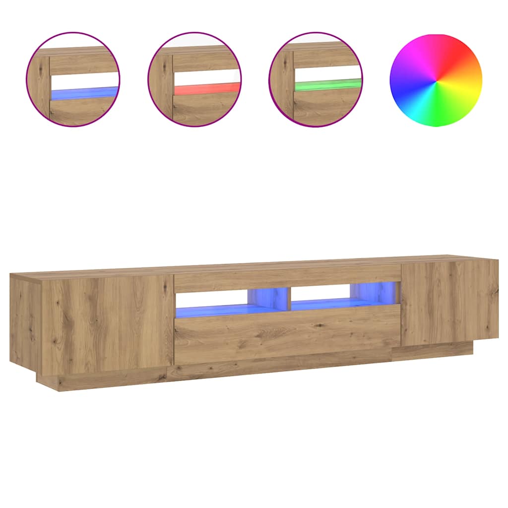 TV skapītis ar LED apgaismojumu Artisan ozols