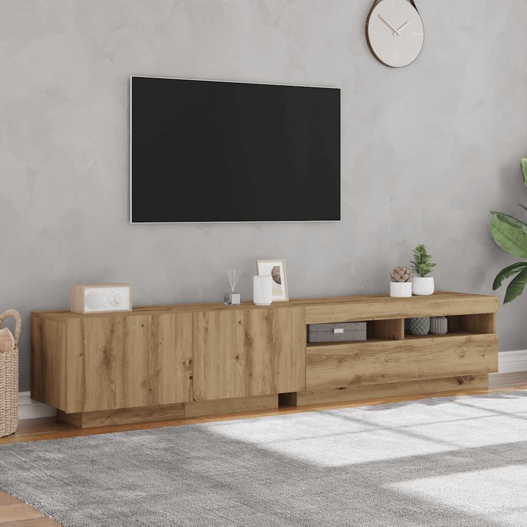 TV skapītis ar LED apgaismojumu Artisan ozols