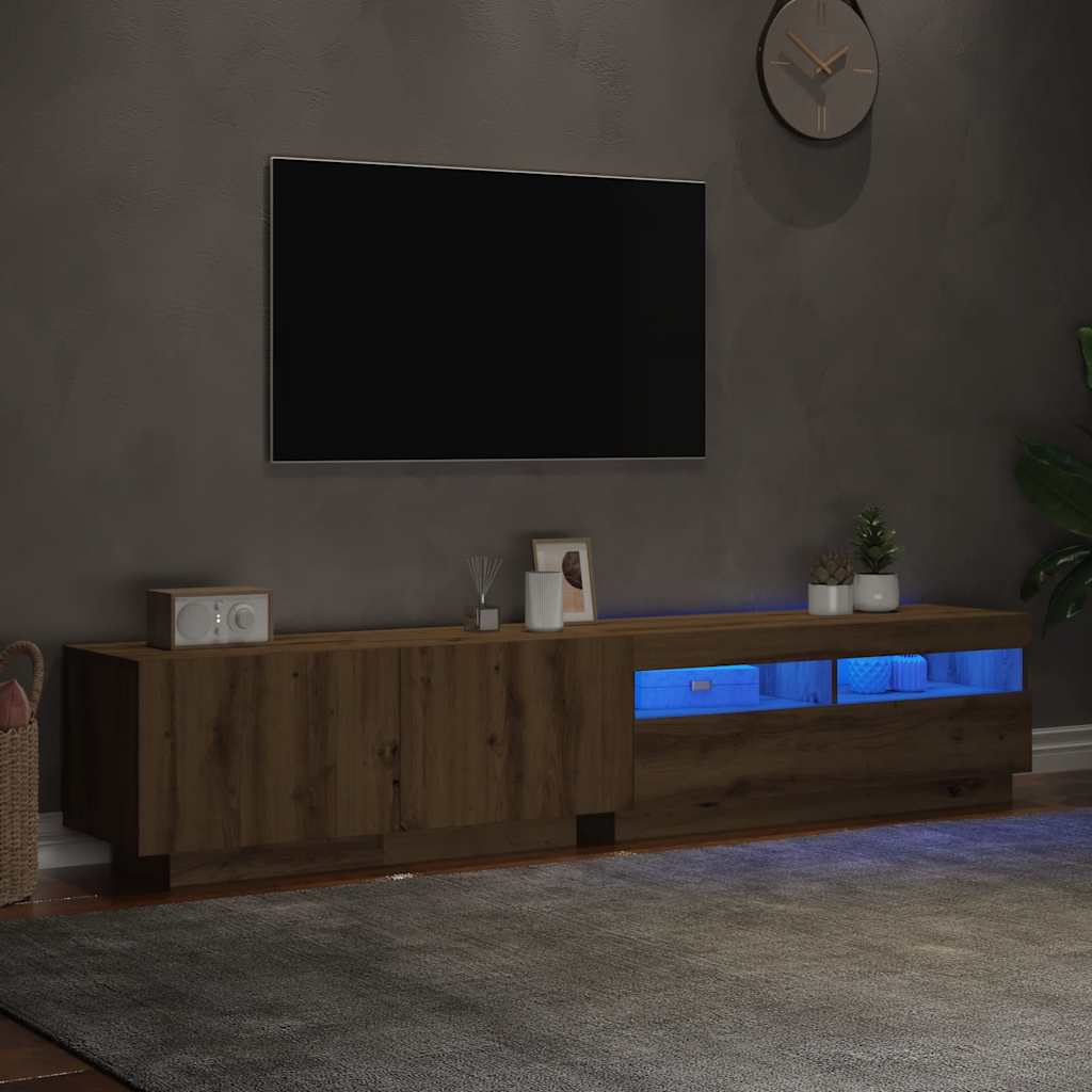 TV skapītis ar LED apgaismojumu Artisan ozols