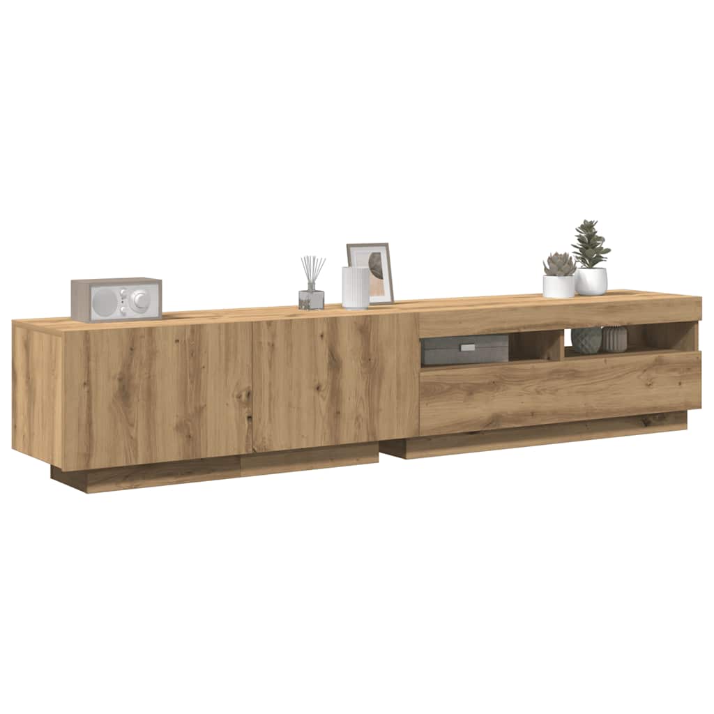 TV skapītis ar LED apgaismojumu Artisan ozols