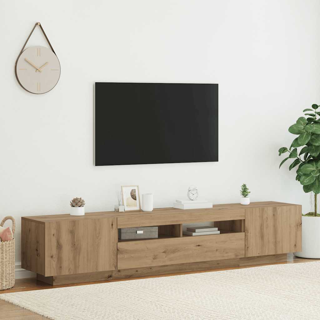 TV skapītis ar LED apgaismojumu Artisan ozols