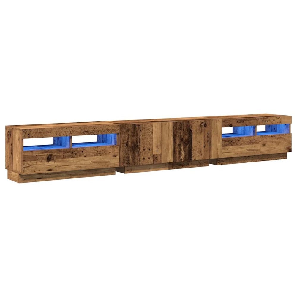 TV spintelė su LED lemputėmis, senovinė mediena, 260x35x40cm, inžinerinė mediena