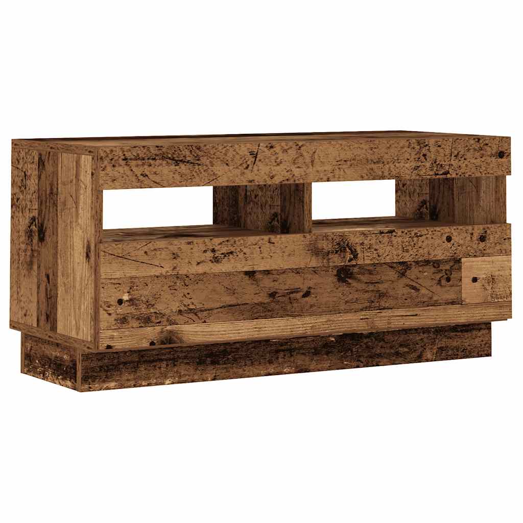 TV spintelė su LED lemputėmis, senovinė mediena, 260x35x40cm, inžinerinė mediena