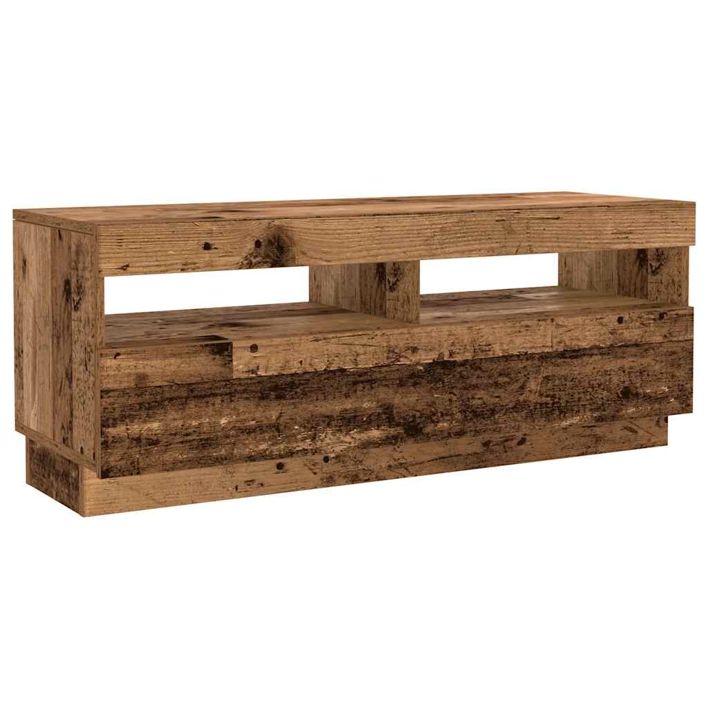 TV spintelė su LED lemputėmis, senovinė mediena, 300x35x40cm, inžinerinė mediena