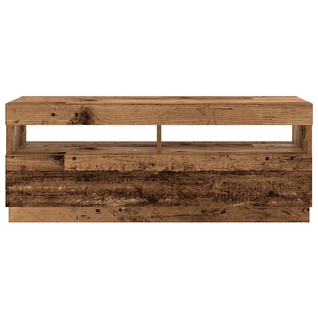 TV spintelė su LED lemputėmis, senovinė mediena, 300x35x40cm, inžinerinė mediena