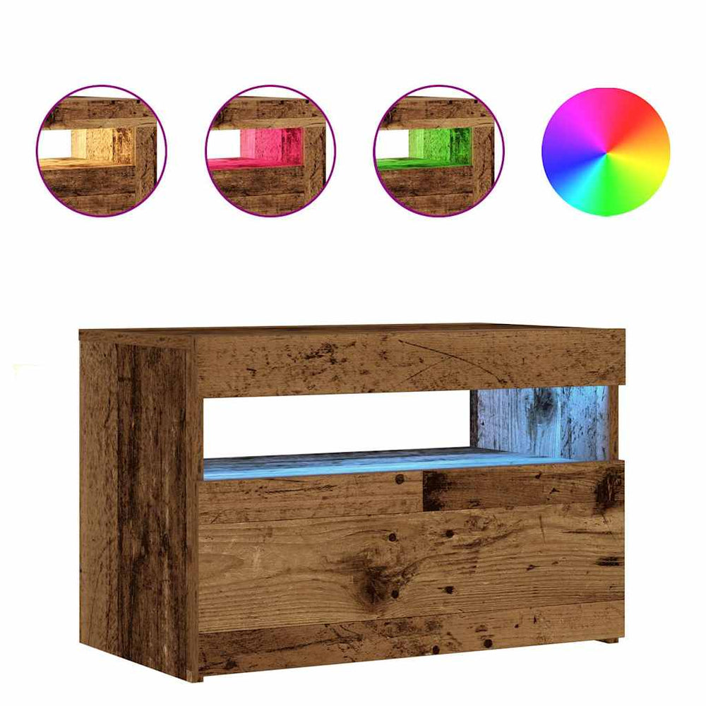 naktinė spintelė su LED lemputėmis Sena mediena 60x35x40 cm